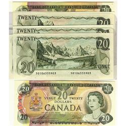 BC-54a 1979 $20.  Lot of 5 notes AU to UNC.  Also inclu