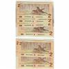 Image 1 : BC-55a 1986 $2. Lot of 6 notes including 3 consecutive