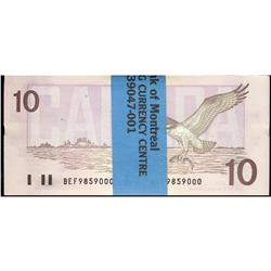 Original bundle of 1989 $10 BEF.  BC-57c.  100 notes al