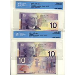 BC-63b 2001 $10 #FDZ(2) and #FDY(1).  Lot of 3 notes al