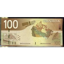 SOLID numbered note, BC-66a 1988 $100 #BKD4444444 CCCS