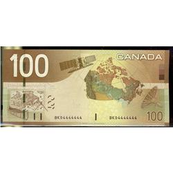 SOLID numbered note, BC-66a 1988 $100 #BKD4444444 CCCS