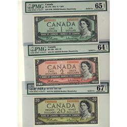 BC-37b $1 Gem UNC65, BC-38b $2 CH UNC64 and BC-41b $20