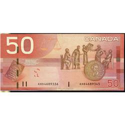 Error note, BC-65a 1988 $50. ERROR, with mismatch seria