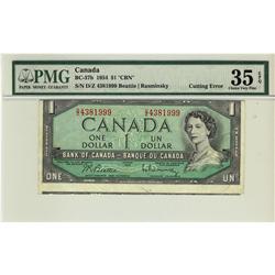 BC-37b 1954 $1 Cutting ERROR PMG VF35. # #DZ4381999.