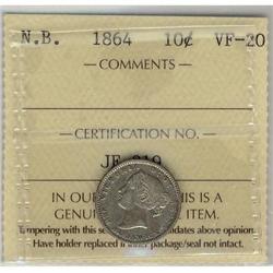 N.B. 1864 10¢ ICCS VF20.