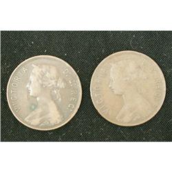 Nfld, Lot of two 1¢, includes 1885, 1888.  Both Fine-12