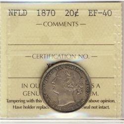 Nfld 1870 20¢ ICCS EF40