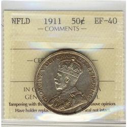 Nfld 1911 50¢ ICS EF40,