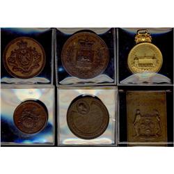 Lot of 6 Quebec medals.  Includes Château Ramezay 1862-