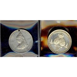 Lot of 2 medals depicting Queen Victoria. Includes a si