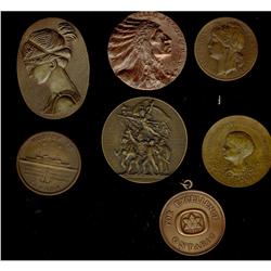 Lot of 7 large medals . A nice diversified lot.  See Sc