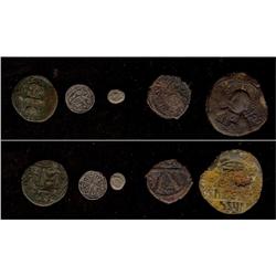 Lot of 5 Ancient coins, most likely the Byzantine perio