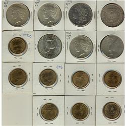 1896-2001.  Lot of 15 US Dollars.  Includes 1896, 1921,