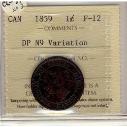 1859 1¢ DP N9 Variation ICCS F12.