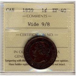 1859 1¢ Wide 9/8 ICCS EF40,