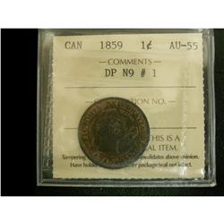 1859 1¢ DP#1 ICCS AU-55, nice example with some lustre