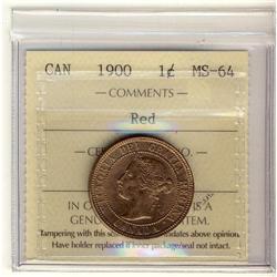 1900 1¢ ICCS MS-64 RED, a really nice example with grea