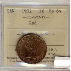 1902 1¢ ICCS MS64RD.  Lots of lustre.