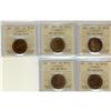 Image 1 : Lot of 5 ICCS graded MS-63RB Large Cents; 1910, 1911, 1