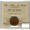 Image 1 : 1926 1¢ ICCS MS64RB.  Key date coin with superb eye app