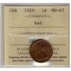 Image 1 : 1929 1¢ ICCS MS63RD.  Lustrous example.