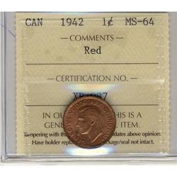 1942 1¢ ICCS MS64RD