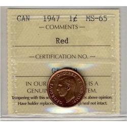 1947 1¢ ICCS MS65RD,