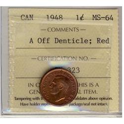 1948 1¢ A Off Dent. ICCS MS64RD,