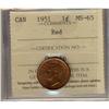 Image 1 : 1951 1¢ ICCS MS65RD.  Lot of 2 coins both full Red.