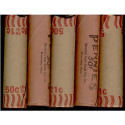 1964 5 x BU Roll 1¢.  Lot of 250 unpicked full red cent