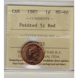 1985  1¢ Ptd 5, ICCS MS66  Red,