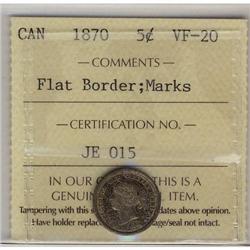 1870  5¢ FB ICCS VF-20 marks.