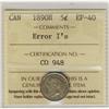 Image 1 : 1890H 5¢ ICCS EF40.  Designated Error I's.