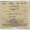 Image 1 : 1908 5¢ Lg 8 ICCS AU50.
