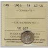 Image 1 : 1916  5¢ ICCS AU-58