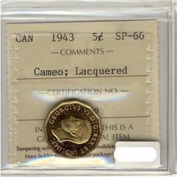 1943 5¢ ICCS SP66 Cameo, Lacquered