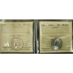 1944 and 1950 5¢, booth ICCS MS-65