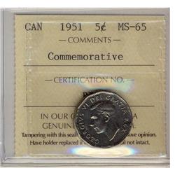 1951 5¢ Commem ICCS MS65.  A superb example.