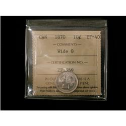 1870 10¢ wide 0 ICCS EF40, white with light lustre