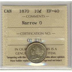 1870 10¢ Nar 0 ICCS EF40.