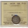 Image 1 : 1872H 10¢ ICCS F15,