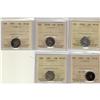 Image 1 : Lot of 5 10¢ coins all ICCS VF20. Includes 1902H, 1903H