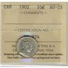 Image 1 : 1902 10¢ ICCS AU55.  Nice lustrous coin.