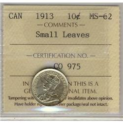 1913 10¢ Sml Lvs ICCS MS62.