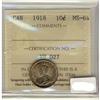 Image 1 : 1918 10¢ ICCS MS64.  A full lustered with golden tone e