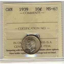 1939 10¢ ICCS MS63.