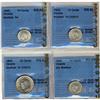 Image 1 : Lot of four VARIETY coins, all CCCS graded MS-62. 10¢ 1