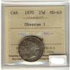Image 1 : 1870 25¢ Obv#1 ICCS MS63.  A super Victorian example.