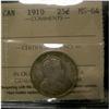 Image 1 : 1910 25¢ ICCS MS-64. Light toning over full underlying